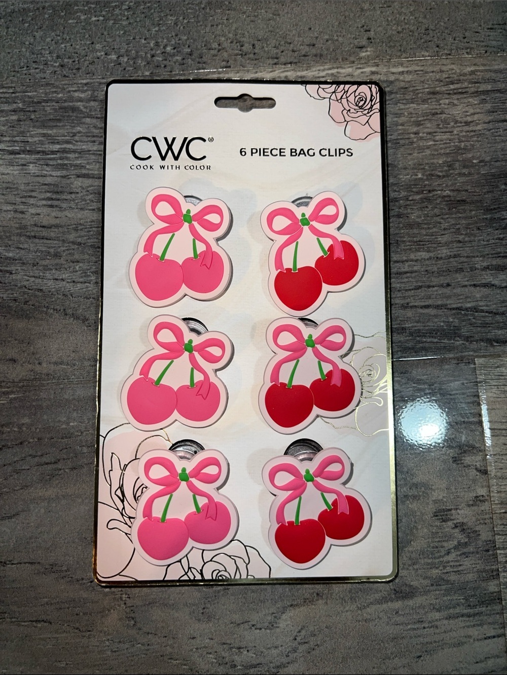 CWC Cherry Bag Clips - Pink & Red (6 Pack)